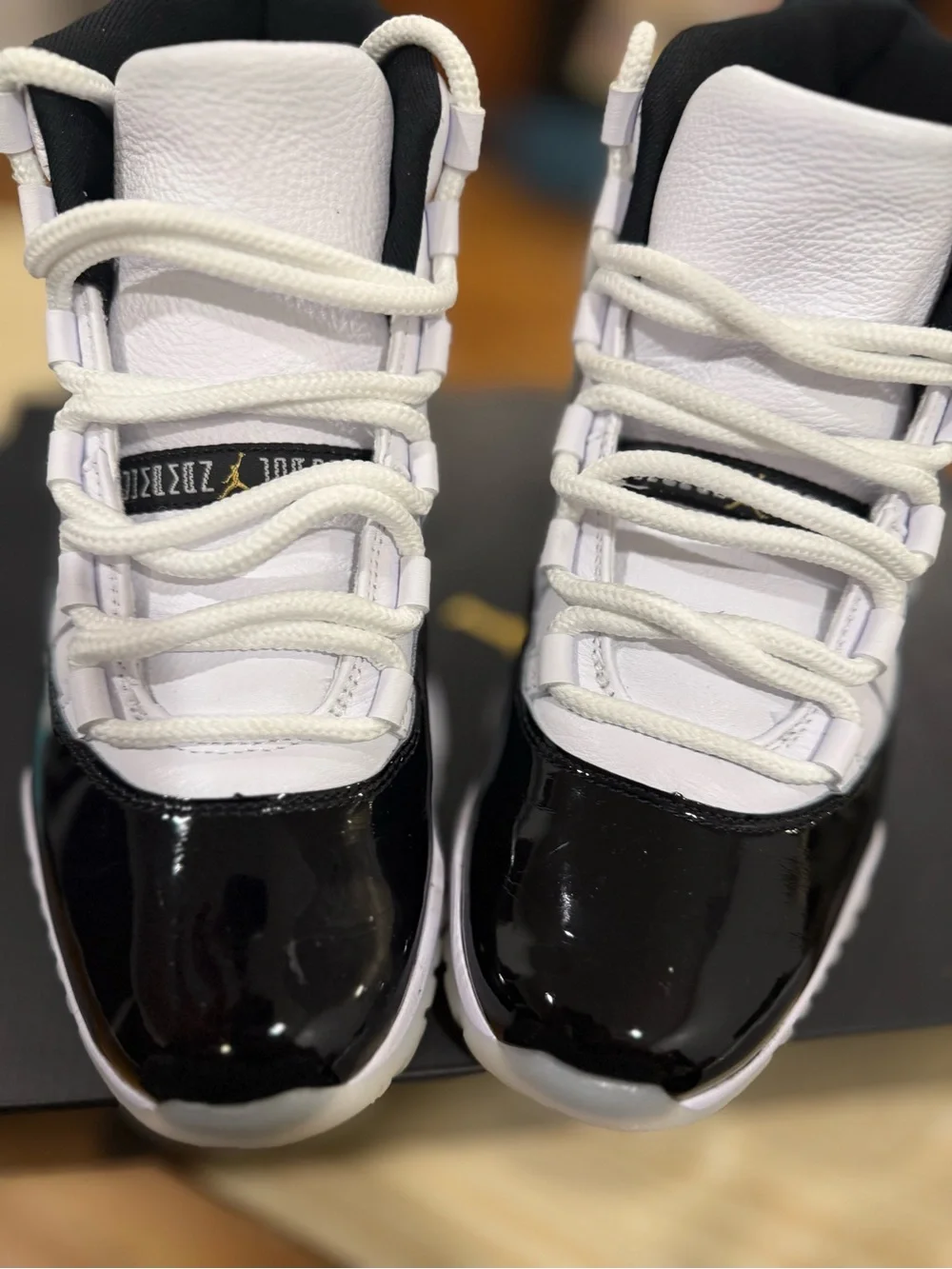 Jordan Retro 11 White Black with Gold Accent
